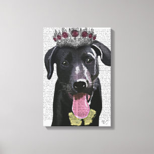 Lienzo Labrador negro con tiara