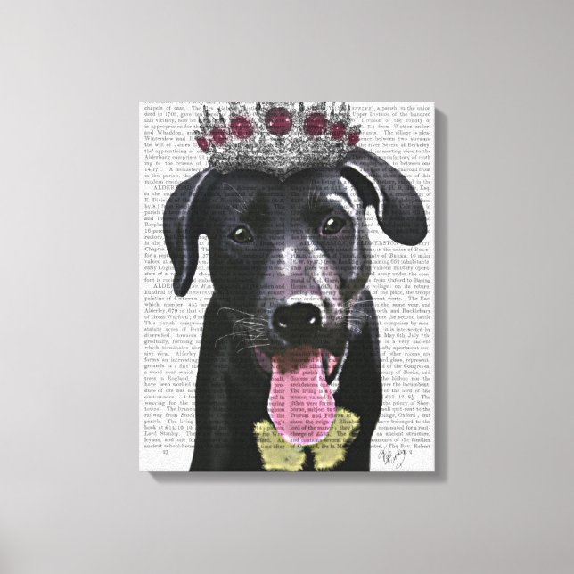 Lienzo Labrador negro con tiara (Anverso)
