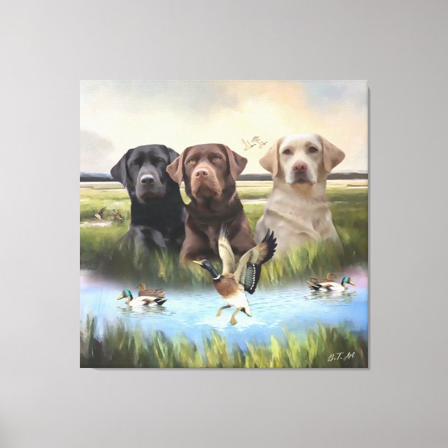 Lienzo Labrador Recuperadores, (Perros cazadores) (Anverso)