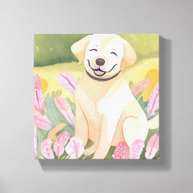 Lienzo Labrador Retriever Puppy | Acuarela Cuta de perro  (Anverso)