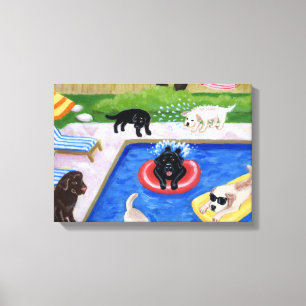 Lienzo Labradors fiesta de Pool