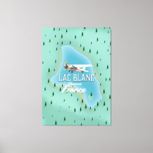 Lienzo Lac Blanc, Chamonix, mapa de francia