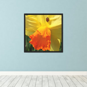 Lienzo Ladybug on Yellow Daffodil Floral