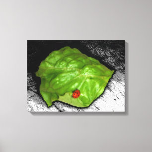 Lienzo Ladybug rojo en el Ilustracion de la hoja verde