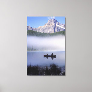Lienzo Lago acuático de pesca de canoa, Banff National