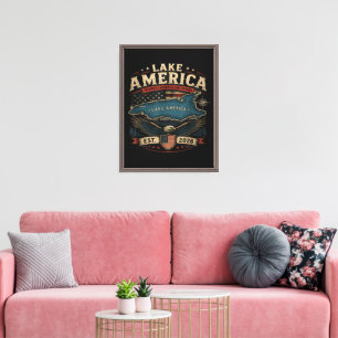 Lienzo Lago América USA Anteriormente Divertido Patriótic