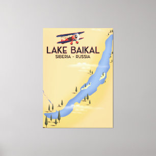 Lienzo Lago Baikal Siberia cartel de viaje ruso Mapa