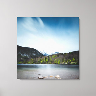 Lienzo Lago Bohinj con Alpes en Eslovenia