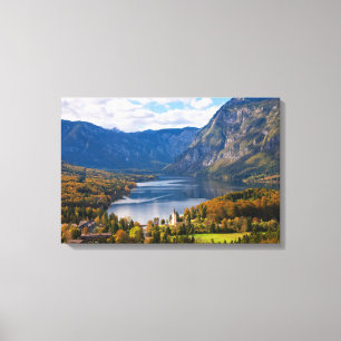 Lienzo Lago Bohinj en Eslovenia en otoño
