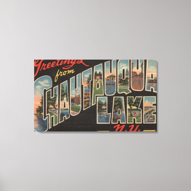 Lienzo Lago Chautauqua - Escenas de letras grandes (Anverso)