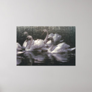Lienzo Lago de Cisnes a la Luz de la Luna