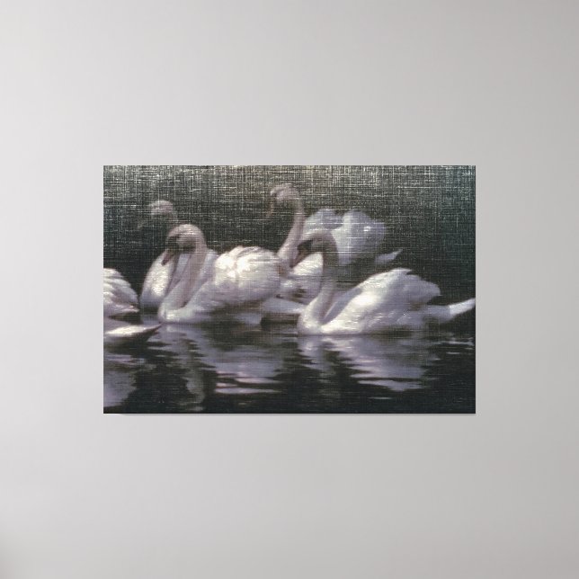 Lienzo Lago de Cisnes a la Luz de la Luna (Anverso)