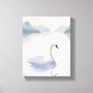 Lienzo Lago de los Cisnes Pintura Ligera y Etérea en Ac