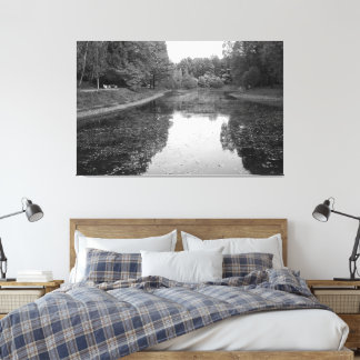 Lienzo Lago de Otoño Dorado - Edición Nórdica Blanco y Ne