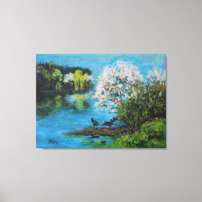 Lienzo Lago de primavera (Anverso)