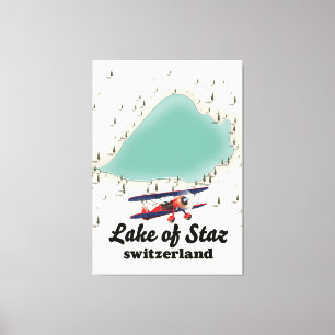 Lienzo Lago de Staz mapa del lago Suiza