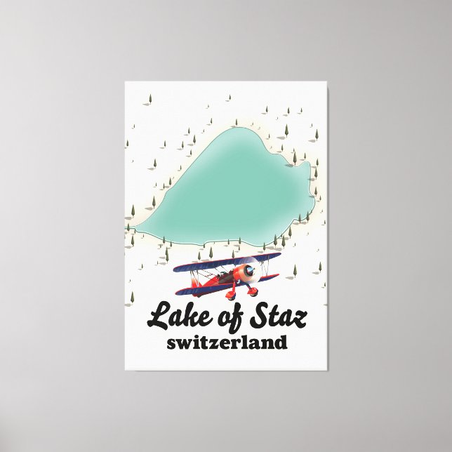 Lienzo Lago de Staz mapa del lago Suiza (Anverso)