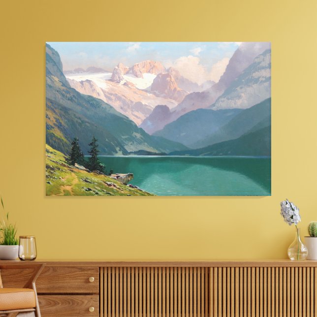 Lienzo Lago Gosau con el Dachstein (Insitu (Sala de estar))