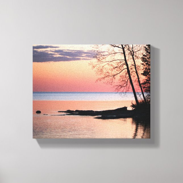 Lienzo Lago Horizon con árboles en el lago Dawn 8x10 (Anverso)