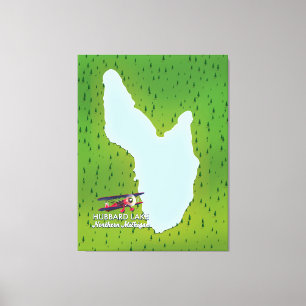 Lienzo Lago Hubbard Mapa del lago del norte de Michigan