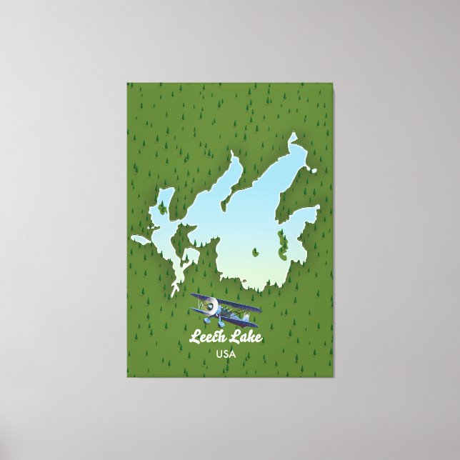 Lienzo Lago Leech Mapa de viajes (Anverso)