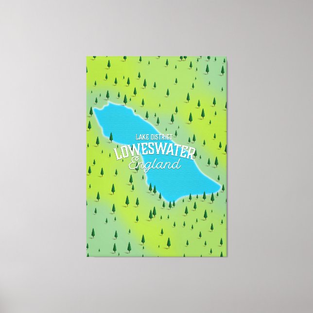 Lienzo Lago Loweswater, distrito de los lagos, mapa de vi (Anverso)