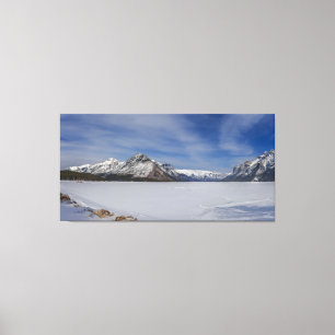 Lienzo Lago Minnewanka Panorama besada por nieve