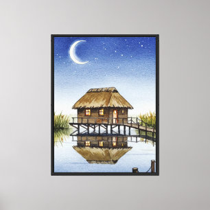 Lienzo Lago por la noche