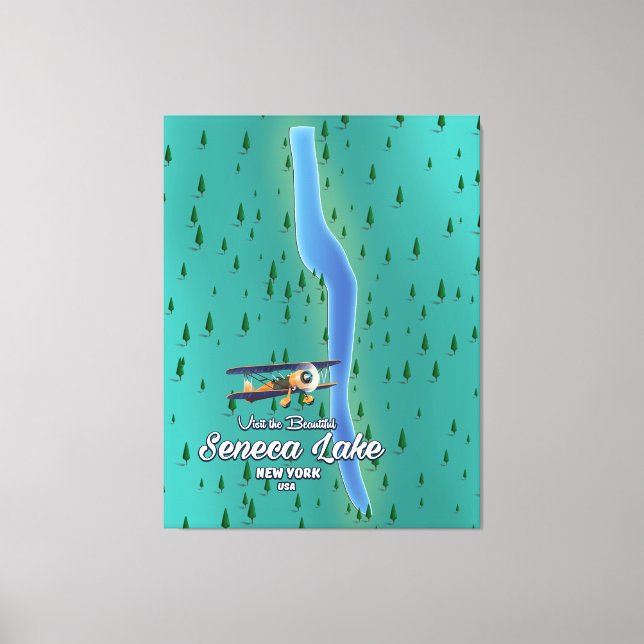Lienzo Lago Seneca, mapa del lago de la ciudad de Nueva Y (Anverso)