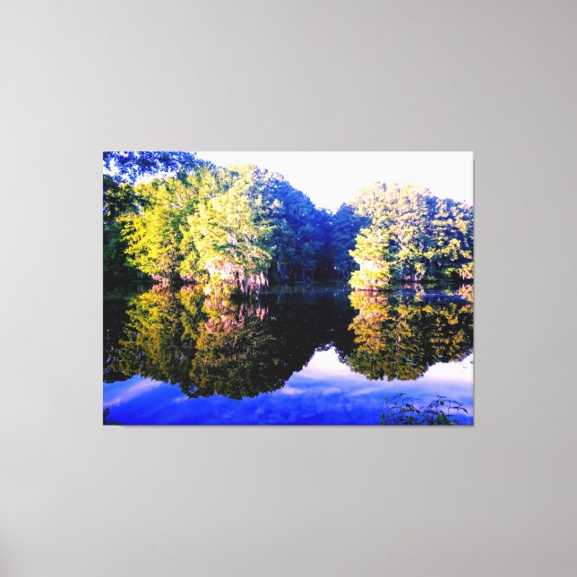 Lienzo Lago Sereno con Reflejos de Árboles (Anverso)