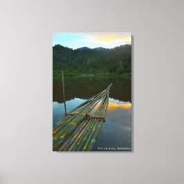 Lienzo Lago Sunrise Dawn Reflejo del bosque Indonesia