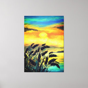 Lienzo Lago Sunset - Acuarela