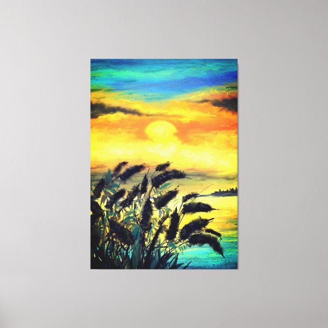 Lienzo Lago Sunset - Acuarela (Anverso)