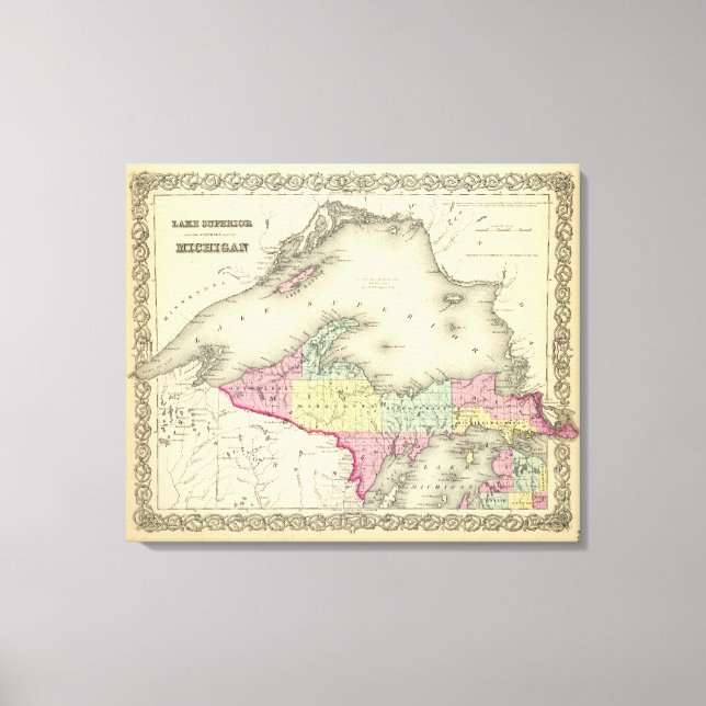 Lienzo Lago Superior Y La Parte Norte De Michigan (Anverso)