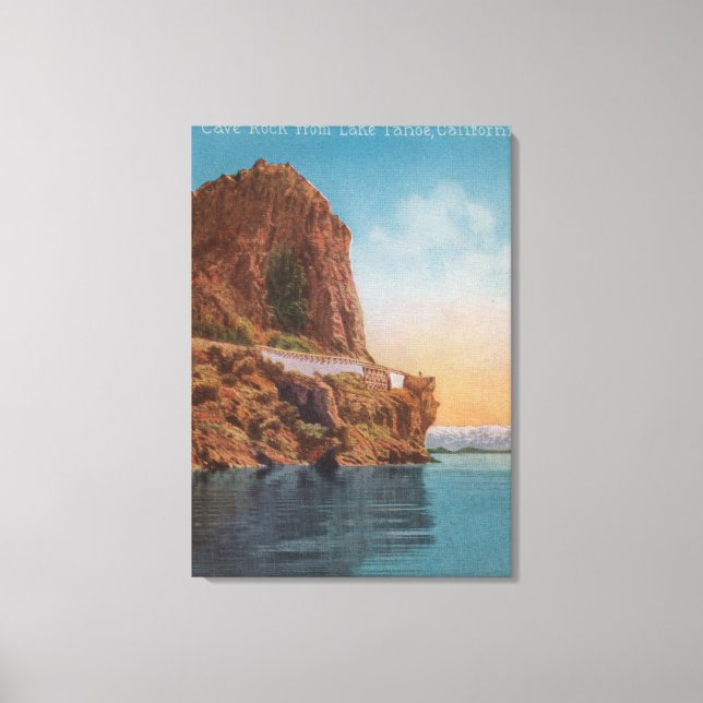 Lienzo Lago Tahoe, CA - Roca cueva desde la vista del lag (Anverso)