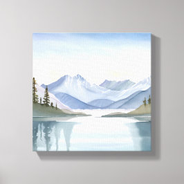 Lienzo Lago Tahoe | Paisaje montañoso de acuarela