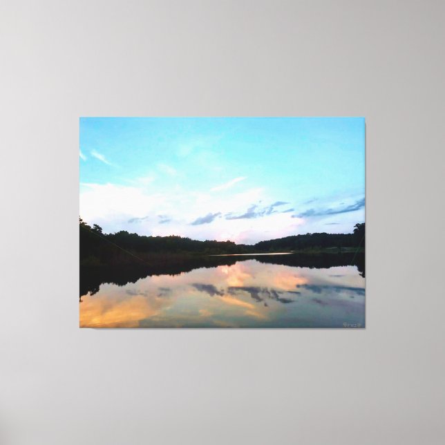 Lienzo Lago Tranquilo al Atardecer (Anverso)