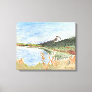 Lienzo Lago Wilderness en acuarela otoñal: