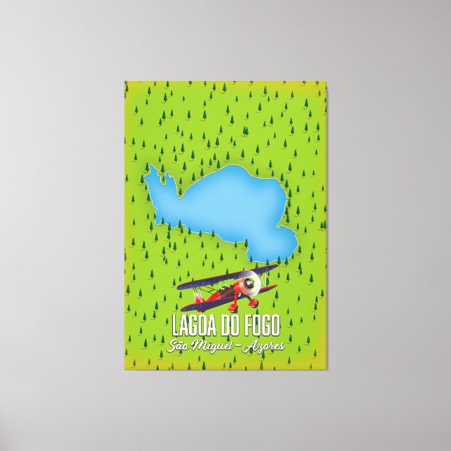 Lienzo Lagoa do Fogo São Miguel Azores mapa (Anverso)