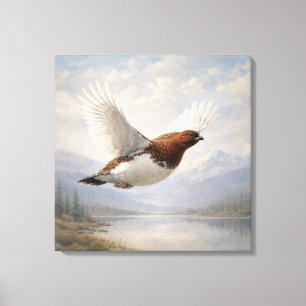 Lienzo Lagópodo Ártico en Vuelo Fauna Silvestre