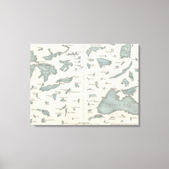 Lienzo Lagos de época del Mapa Mundial (1860) (Anverso)