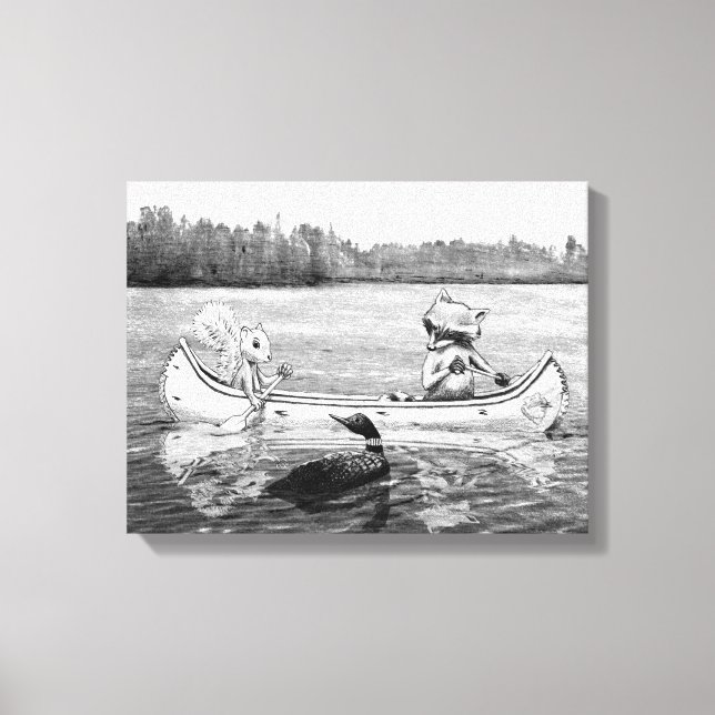 Lienzo Laguna Canoe Loon Raccoon (Anverso)