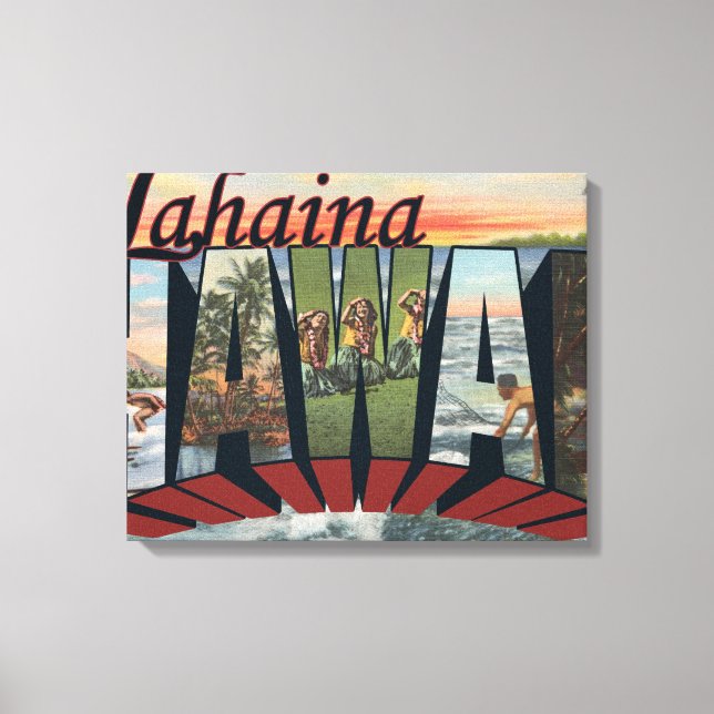 Lienzo Lahaina, Hawaii - Escenas de letras grandes (Anverso)