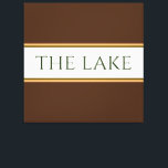 Lienzo LAKE Audaz franjas de Carreras Naranja blanco marr<br><div class="desc">Este diseño deportivo presenta pinstripes de color marrón medio y naranja claro que resaltan una franja central blanca con las correas exteriores de color marrón oscuro adyacentes. El texto "EL LAGO" puede ser personalizado.</div>