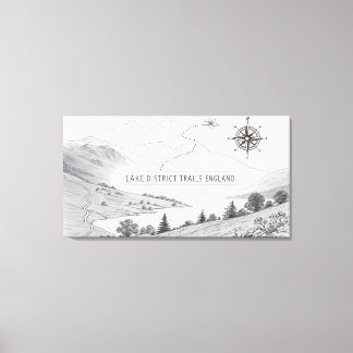 Lienzo Lake District England Trails Ink Sketch Wall Art
