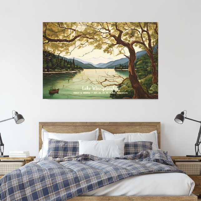 Lienzo Lake Winnipesaukee New Hampshire Home Wall Decour (Insitu(Dormitorio))