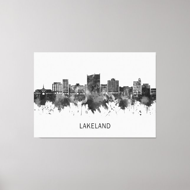 Lienzo Lakeland Florida Skyline BW (Anverso)