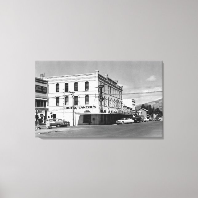 Lienzo Lakeview, Oregon Main Street View Photograph #1 (Anverso)