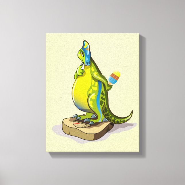 Lienzo Lambeosaurus Parado En Una Escala De Peso. (Anverso)