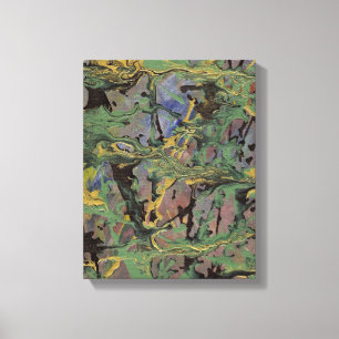 Lienzo Láminas de pintura verde, dorada y azul